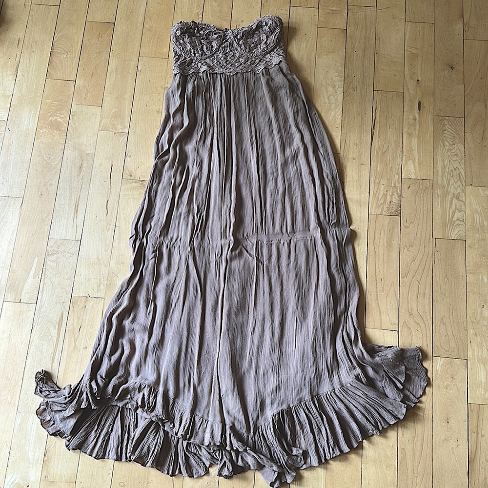 Brand new, Free People corset-style maxi dress, taupe color